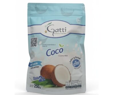 Leche vegetal de coco, bolsa de 250gr de la marca GATTI de Lima